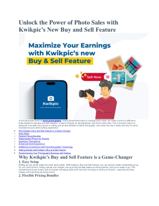 Unlock the Power of Photo Sales with Kwikpic