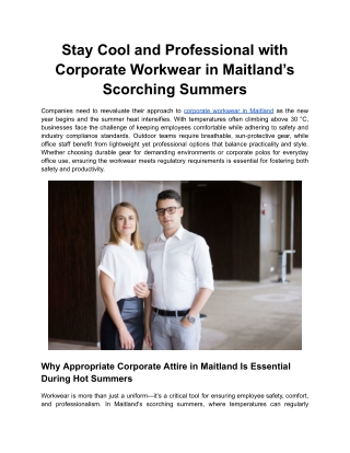 Stay Cool and Professional with Corporate Workwear in Maitland’s Scorching Summers