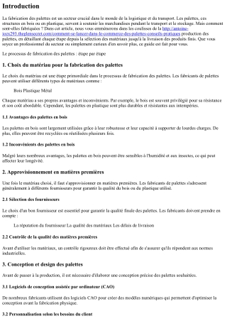 Le processus de fabrication des palettes : étape par étape