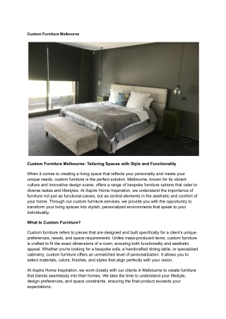 Custom Furniture Melbourne