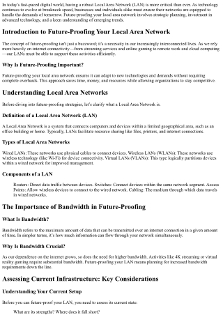Future-Proofing Your Local Area Network: Preparing for Tomorrow's Technology