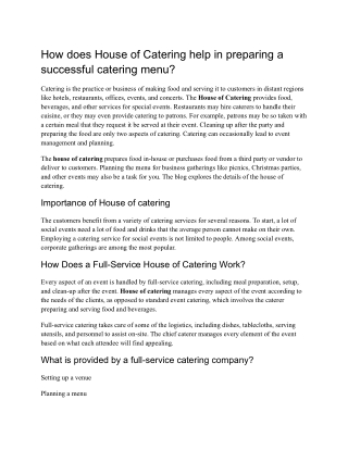 how does house of catering help in preparing