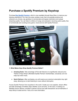 purchase a spotify premium by keyshop purchase