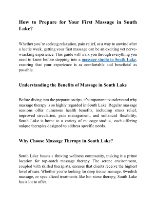 How to Prepare for Your First Massage in South Lake