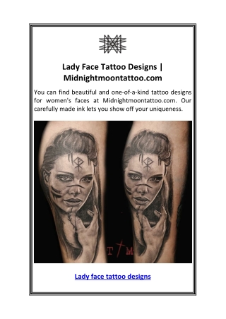 Lady Face Tattoo Designs  Midnightmoontattoo.com