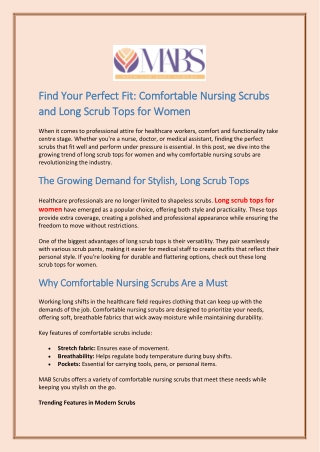 Find Your Perfect Fit Comfortable Nursing Scrubs and Long Scrub Tops for Women