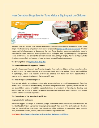 how donation drop box for toys make a big impact