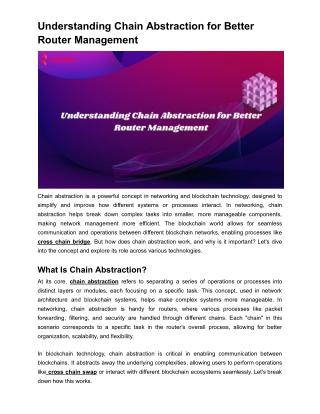 understanding chain abstraction for better router