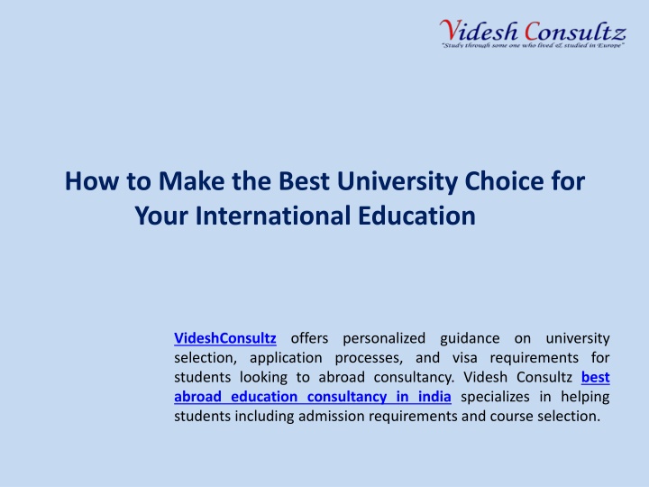 how to make the best university choice for your international education