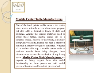 Marble Center Table Manufacturers: Merging Style and Function in Your Living