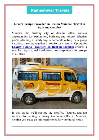 Luxury Tempo Traveller on Rent in Mumbai Travel in Style and Comfort (1)