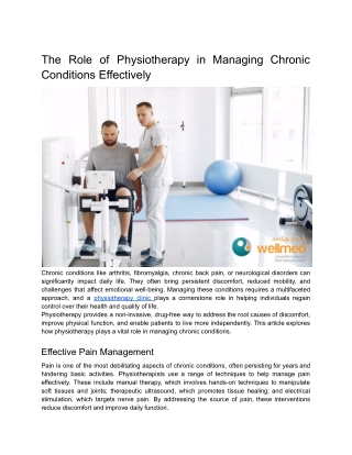 How Physiotherapy Helps Manage Chronic Conditions