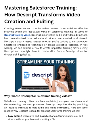 Mastering Salesforce Training How Descript Transforms Video Creation and Editing