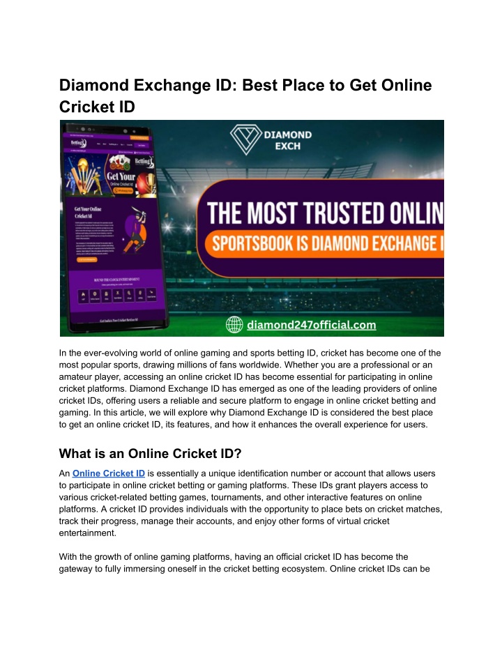 diamond exchange id best place to get online