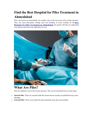 Best Hospital for Piles Treatment in Ahmedabad