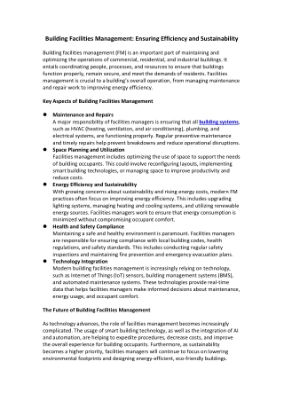 building facilities management ensuring