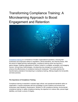 transforming compliance training a microlearning