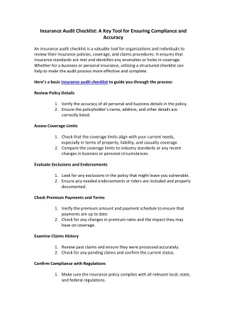 insurance audit checklist a key tool for ensuring