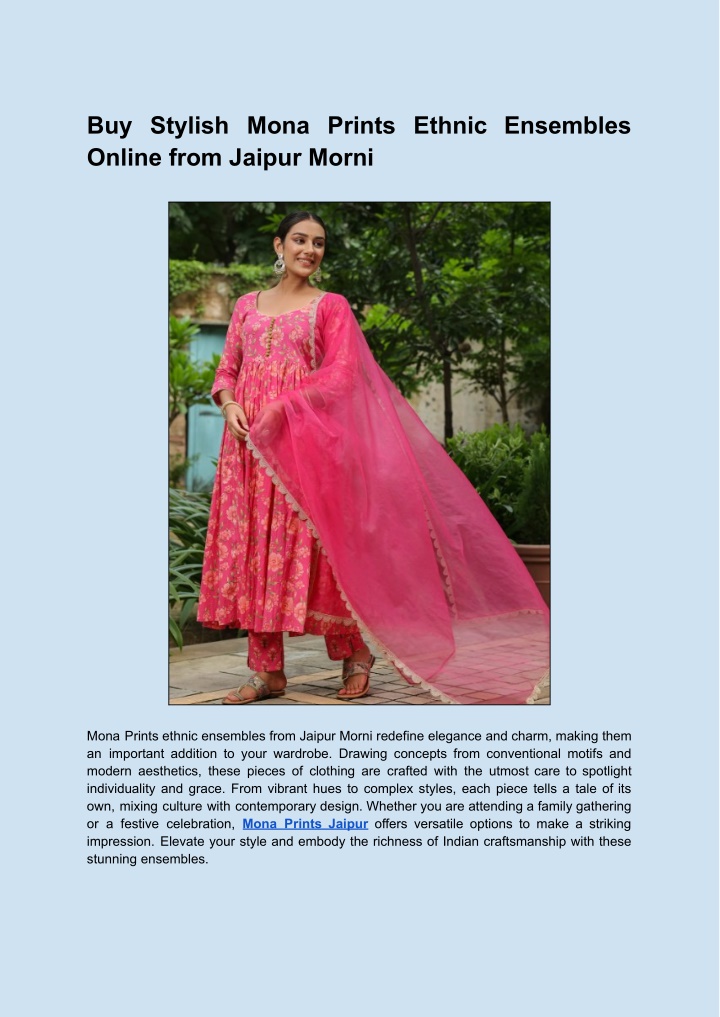 buy stylish mona prints ethnic ensembles online