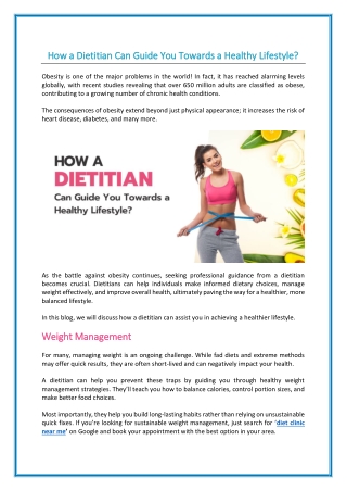 How a Dietitian Can Guide You Towards a Healthy Lifestyle