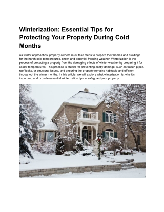 Winterization_ Essential Tips for Protecting Your Property During Cold Months