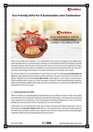 Eco-Friendly Gifts For A Sustainable Lohri Celebration