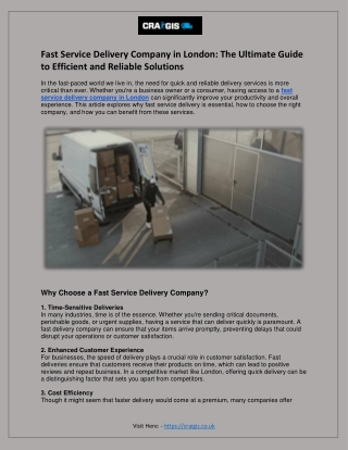 fast service delivery company in london