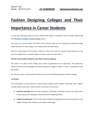 Fashion Designing Colleges and Their Importance in Career Students