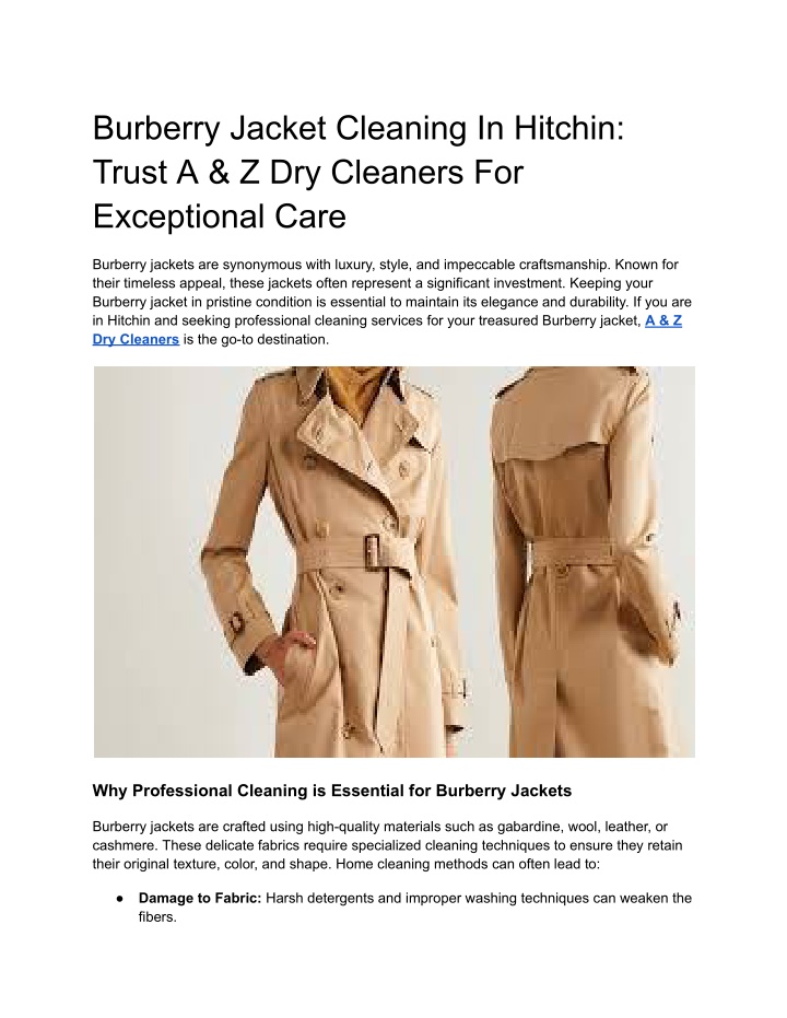 burberry jacket cleaning in hitchin trust