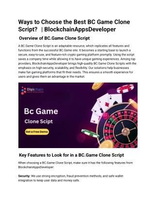 Ways to Choose the Best BC Game Clone Script _ BlockchainAppsDeveloper