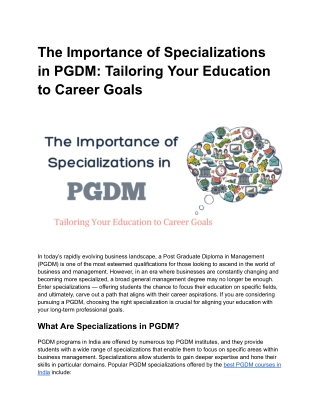 The Importance of Specializations in PGDM_ Tailoring Your Education to Career Goals