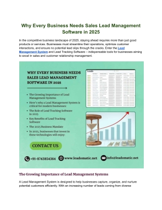 Why Every Business Needs Sales Lead Management Software in 2025