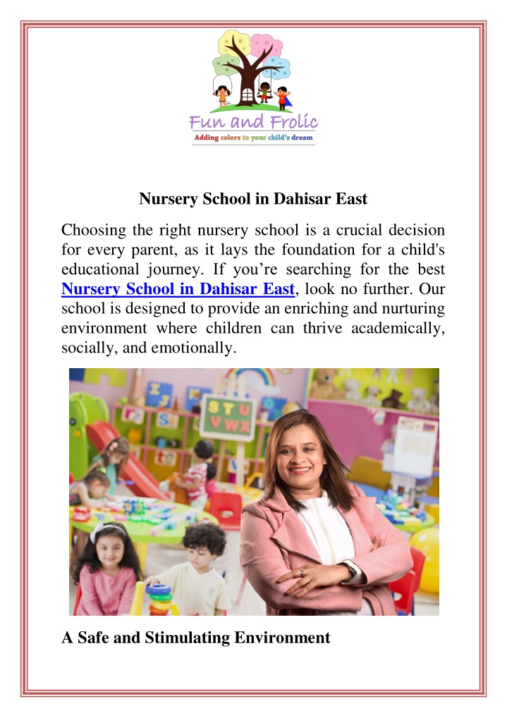 nursery school in dahisar east