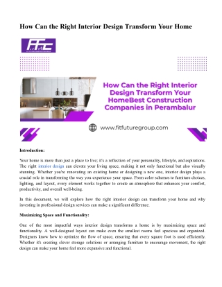 how can the right interior design transform your