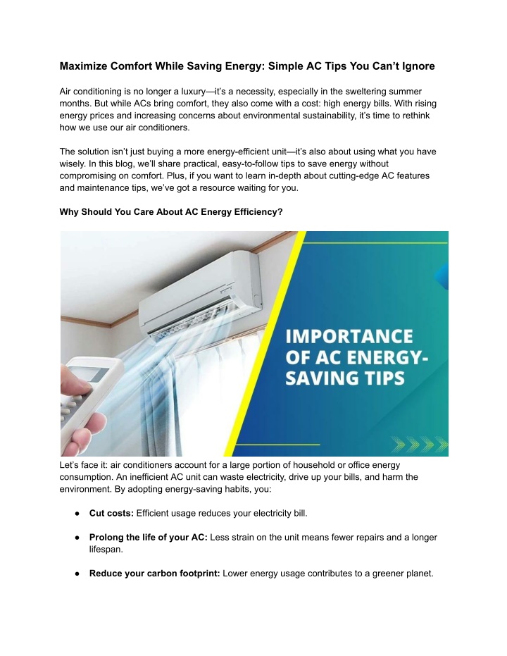 maximize comfort while saving energy simple