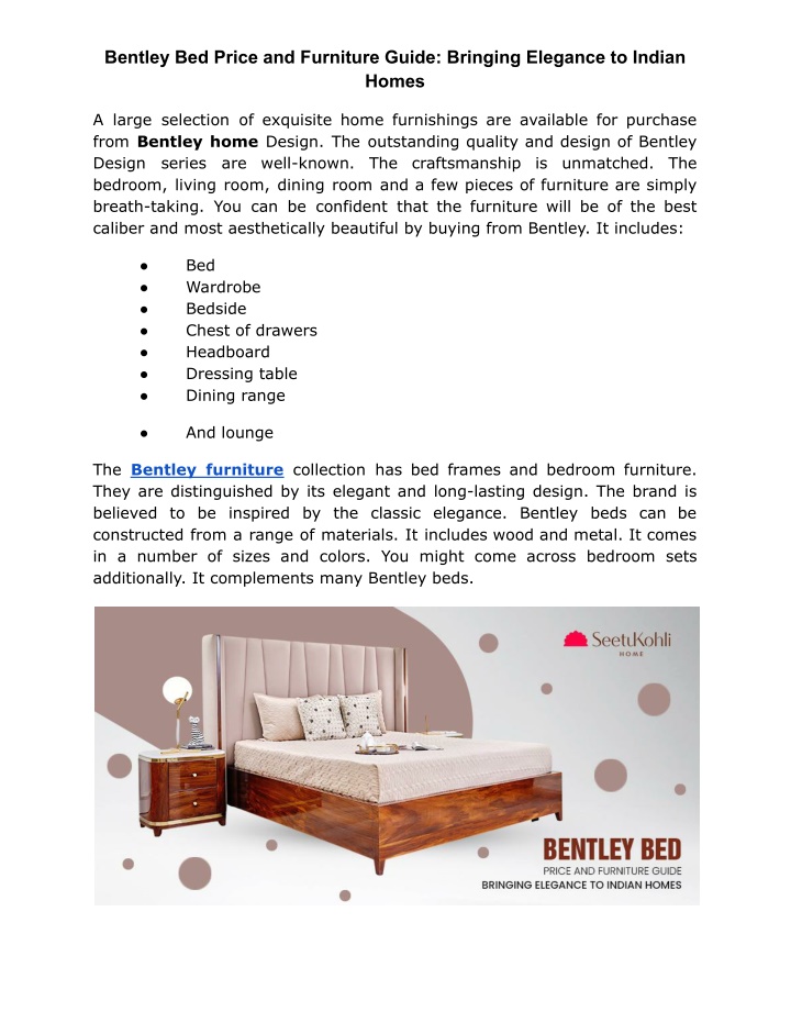 bentley bed price and furniture guide bringing