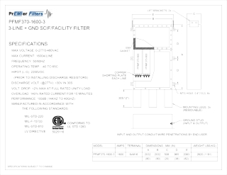 PFMF370-1600-3 3-LINE   GND SCIF/FACILITY FILTER