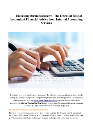 Unlocking Business Success: The Essential Role of Accountant Financial Advice fr