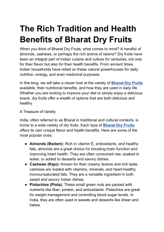 The Rich Tradition and Health Benefits of Bharat Dry Fruits