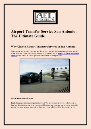 Airport Transfer Service San Antonio The Ultimate Guide