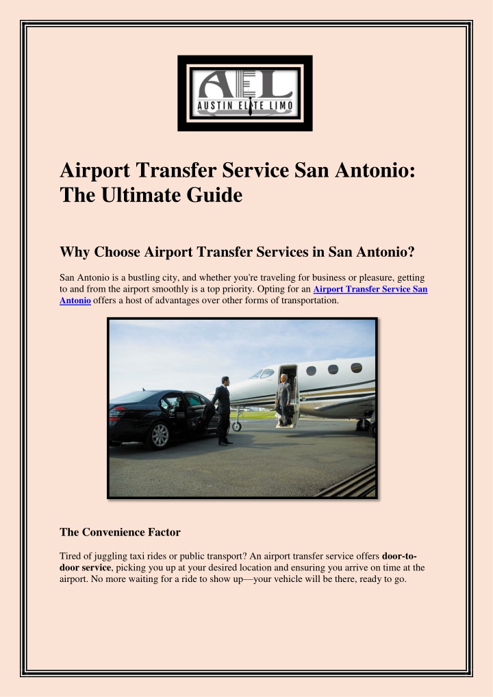 airport transfer service san antonio the ultimate