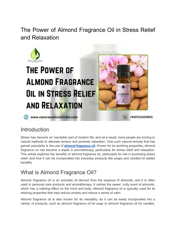 the power of almond fragrance oil in stress