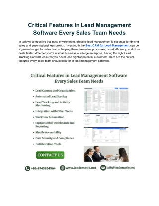 Critical Features in Lead Management Software Every Sales Team Need