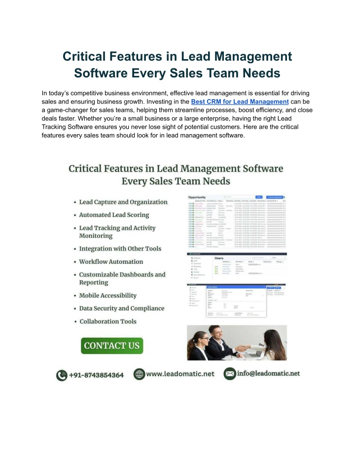 critical features in lead management software