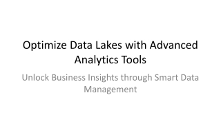 Optimize Data Lakes with Advanced Analytics Tools