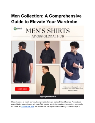 Men Collection_ A Comprehensive Guide to Elevate Your Wardrobe