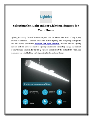 selecting the right indoor lighting fixtures for