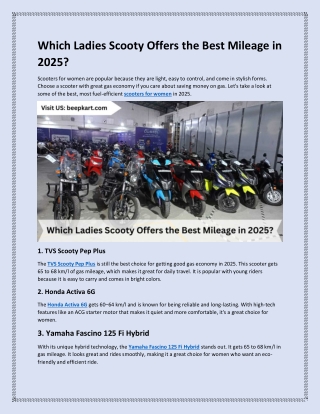 Which Ladies Scooty Offers the Best Mileage in 2025