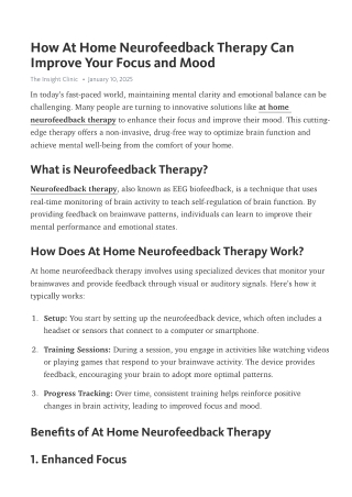 How At Home Neurofeedback Therapy Can Improve Your Focus and Mood