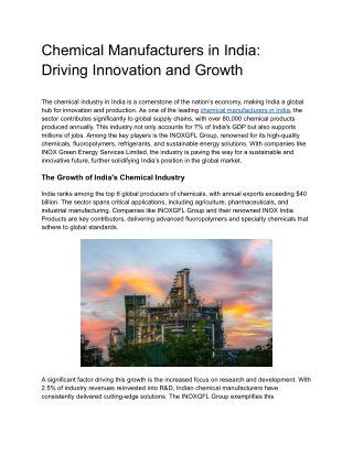 Chemical Manufacturers in India_ Driving Innovation and Growth